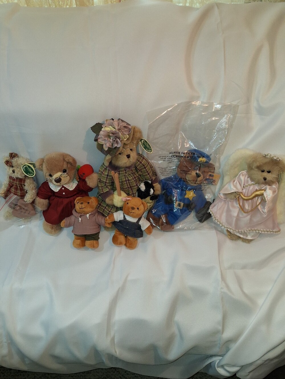 Assorted Plush Bear Toy Set - Pink, Red, Blue, Green, Brown